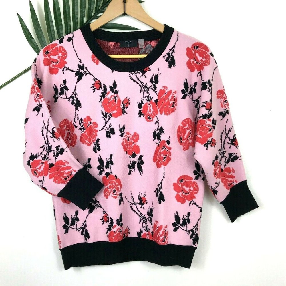 NWT Tahari Petal Pullover Floral Sweater Top